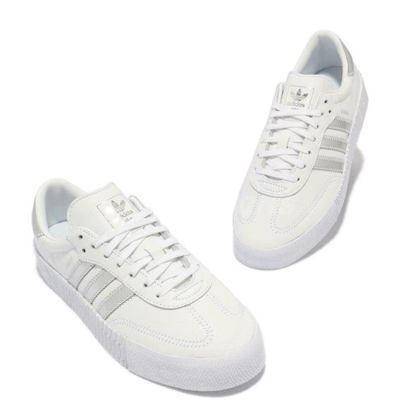 adidas Originals EE9017 Women's Sz 5.5 White/Silver Sambarose W Platform Shoes - Picture 2 of 5